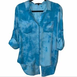 Velvet Heart Blue Tie Dye Button-Up Shirt